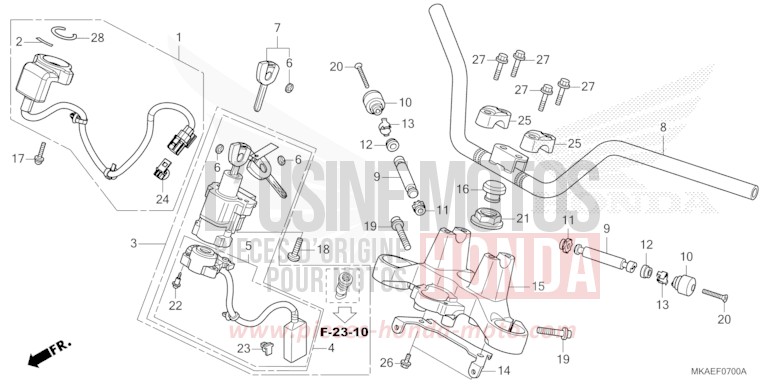 ROHRGRIFF/OBERE BRUECKE von Integra 750 MAT MAJESTIC SILVER METALLIC (NHB70) von 2017